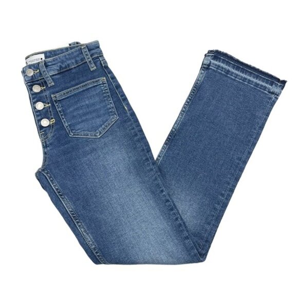 NWT ZARA Low Rise Slim Fit Bootcut Jean Sz 0 Raw Hem - Picture 4 of 10